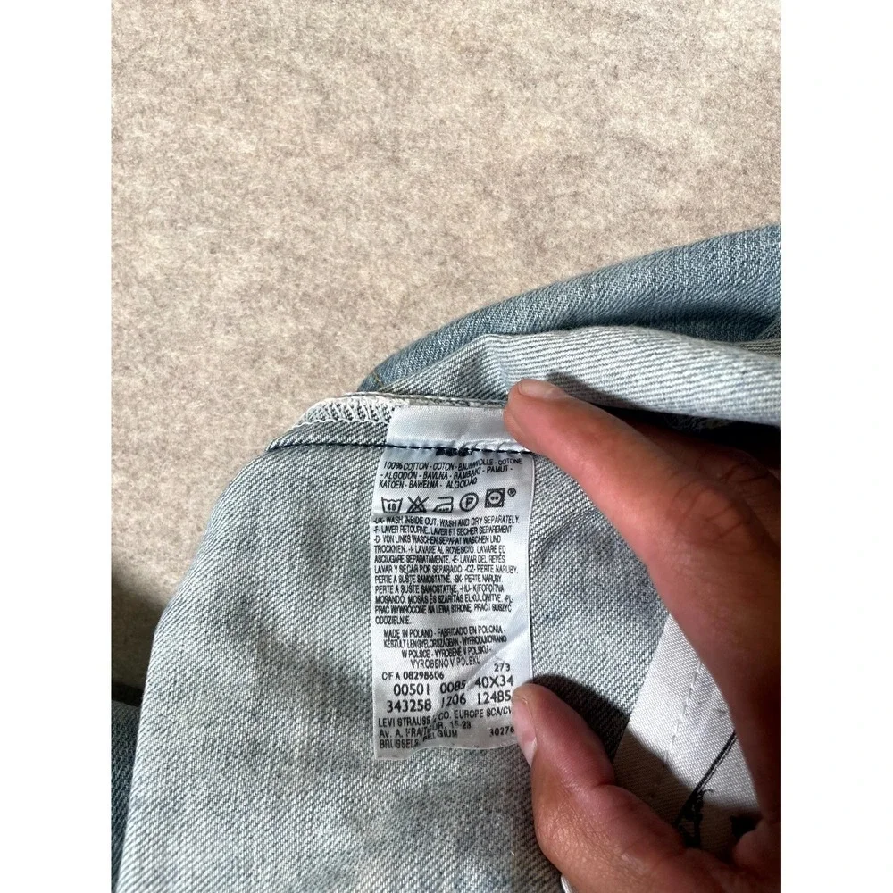 Levis 505 Regular Fit Jeans Mens 36x30 Blue‎ Whiskered Denim Straight Leg Cotton